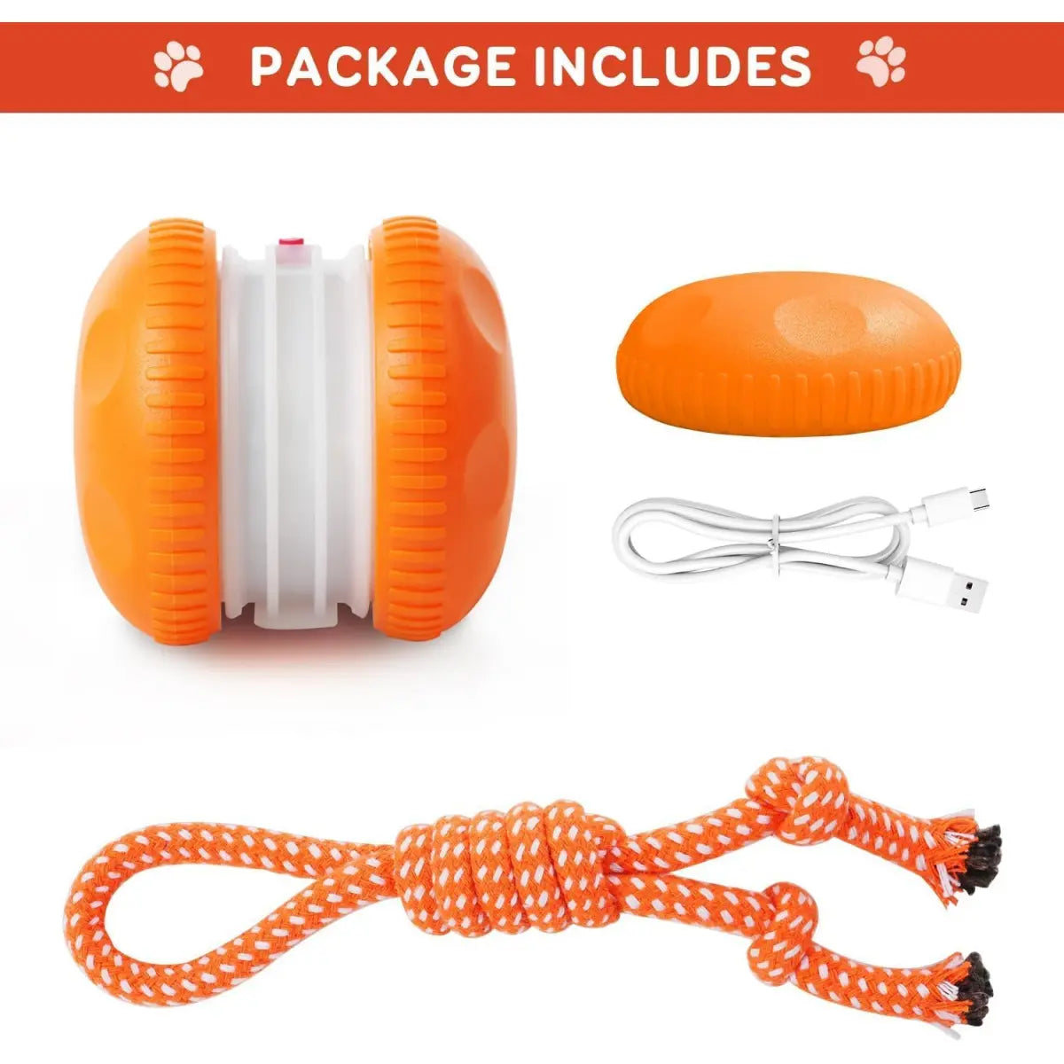 Interactive Dog Ball, Random Path Electric Automatic Moving and Rolling Dog Toy with Rope for Small Medium Large Dogs, Motion-Activated Dog Stimulation Toy for Boredom Relief