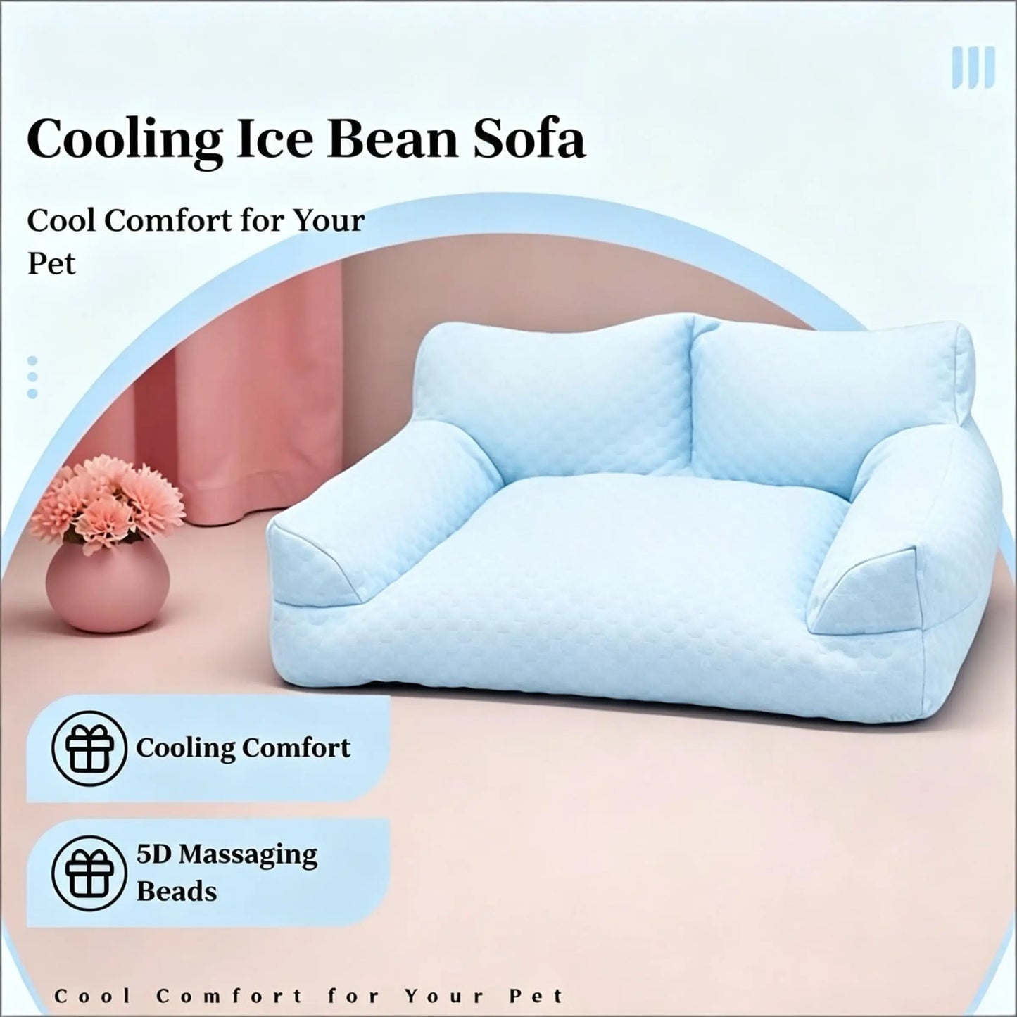 Cooling Ice Bean Sofa – Beat the Heat! Outdoor 22°C Cooling + Massage Nodes for Ultra-Relaxing Rest.Durable, Breathable, High-Resilience PP Cotton.Perfect Cooling Pet Bed for Dogs & Cats.