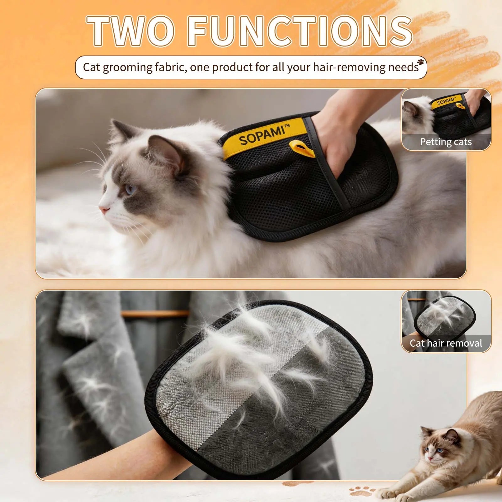 Pet Hair Remover Glove for Clothes and Furniture, Reusable Lint Cleaning Tool-3