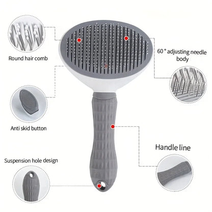 Self-Cleaning Pet Slicker Brush for Dogs & Cats – One-Click Hair Removal Grooming Comb
