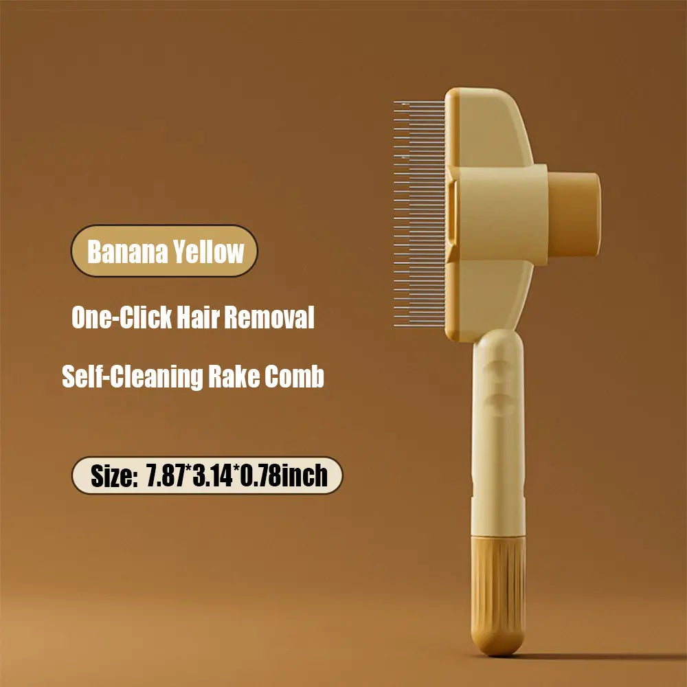 Pet Comb for Dogs Cats with Long Short Stainless Steel Metal Teeth for Shedding and Tangles, Self-Cleaning Pet Comb,Pet Hair Removal Comb Flea Comb, Cat Brush with Release Button