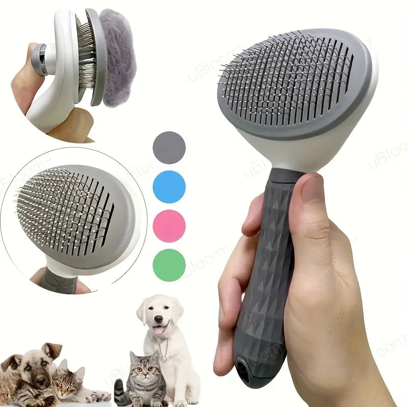 Self-Cleaning Pet Slicker Brush for Dogs & Cats – One-Click Hair Removal Grooming Comb