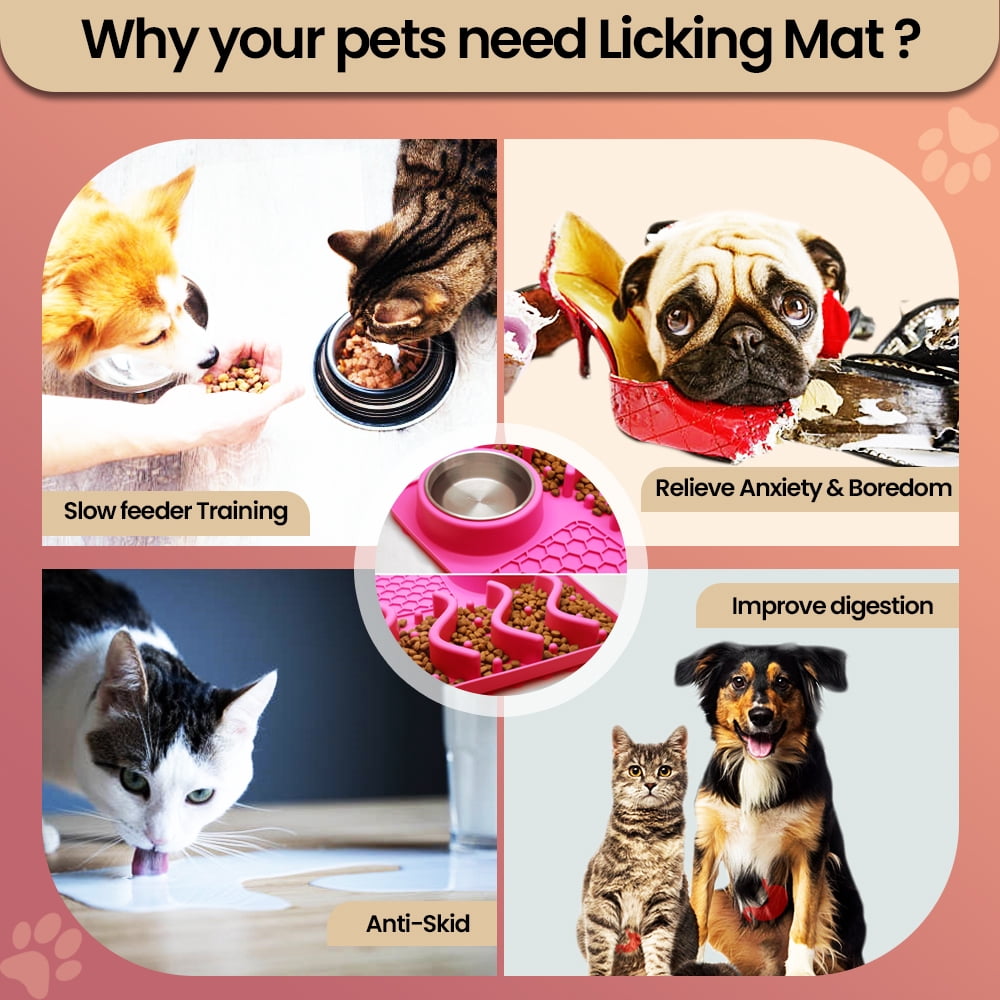 Blue Silicone Slow Feeder Dog Lick Mat - 100% Food Grade, 1 Pack