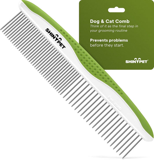 Dog & Cat Comb for Tangles, Knots & Matted Fur – Stainless Steel Teeth with Non-Slip Handle – Pet Grooming Tool with Ebook Guide
