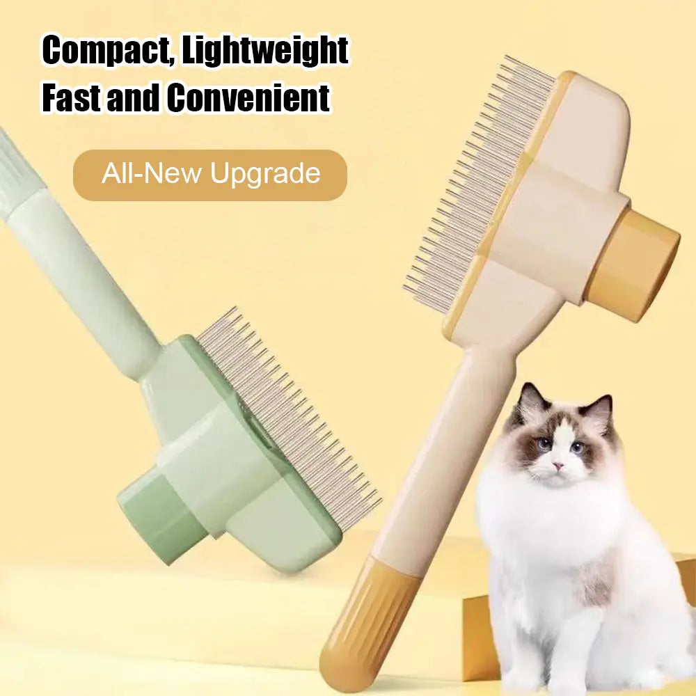 Pet Comb for Dogs Cats with Long Short Stainless Steel Metal Teeth for Shedding and Tangles, Self-Cleaning Pet Comb,Pet Hair Removal Comb Flea Comb, Cat Brush with Release Button