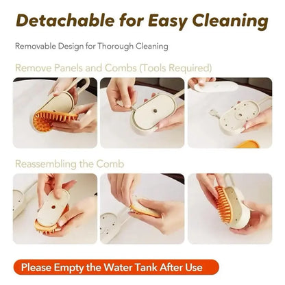 Pet Steam Brush for Shedding with Anti-Static Technology & USB Rechargeable for Dogs Cats & Other Pets
