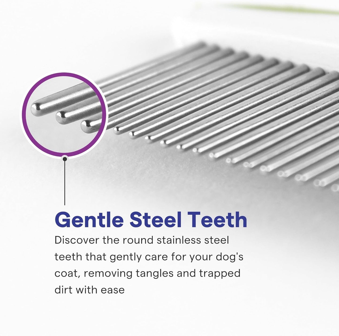 Dog & Cat Comb for Tangles, Knots & Matted Fur – Stainless Steel Teeth with Non-Slip Handle – Pet Grooming Tool with Ebook Guide