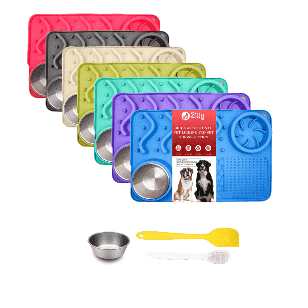 Blue Silicone Slow Feeder Dog Lick Mat - 100% Food Grade, 1 Pack