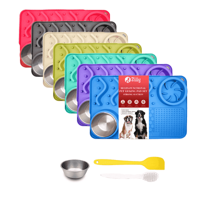 Blue Silicone Slow Feeder Dog Lick Mat - 100% Food Grade, 1 Pack