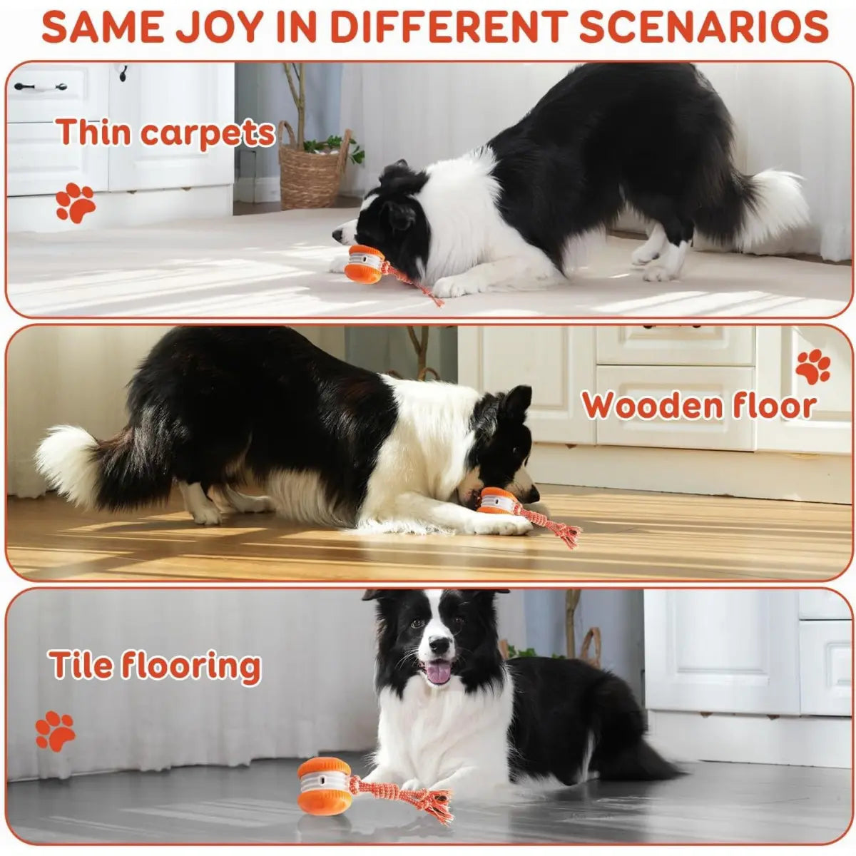 Interactive Dog Ball, Random Path Electric Automatic Moving and Rolling Dog Toy with Rope for Small Medium Large Dogs, Motion-Activated Dog Stimulation Toy for Boredom Relief