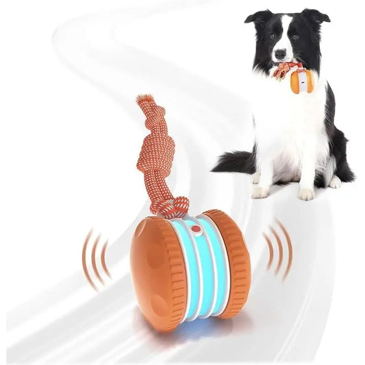 Interactive Dog Ball, Random Path Electric Automatic Moving and Rolling Dog Toy with Rope for Small Medium Large Dogs, Motion-Activated Dog Stimulation Toy for Boredom Relief