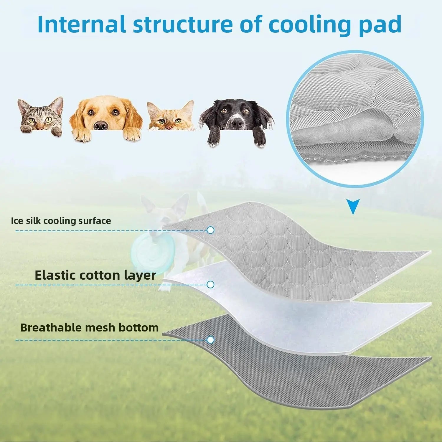 Pet Cooling Mat Cooling Ice Silk Mat for Dogs and Cats Anti-Bite Breathable Cooling Pad Ice Nest