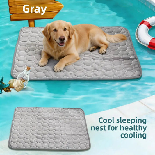 Pet Cooling Mat Cooling Ice Silk Mat for Dogs and Cats Anti-Bite Breathable Cooling Pad Ice Nest
