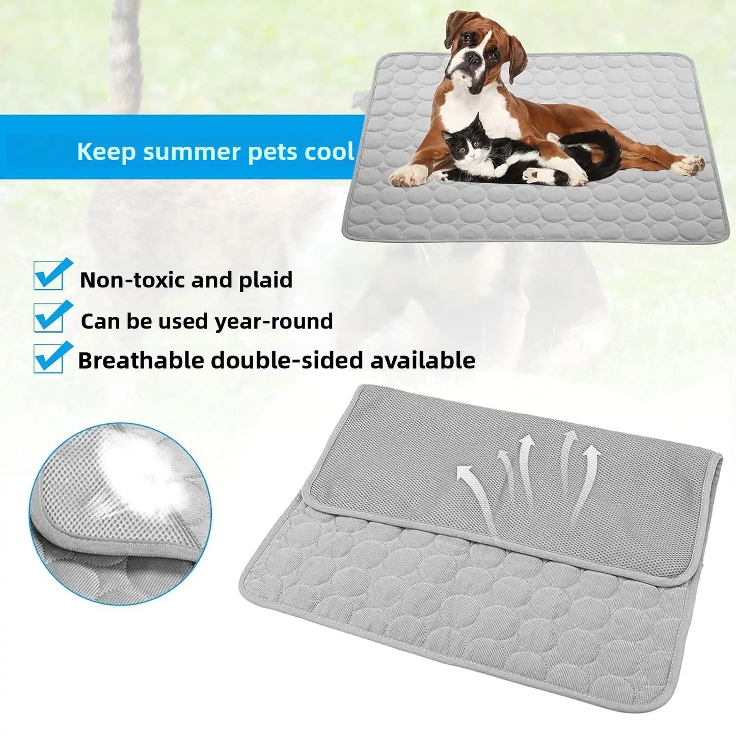 Pet Cooling Mat Cooling Ice Silk Mat for Dogs and Cats Anti-Bite Breathable Cooling Pad Ice Nest