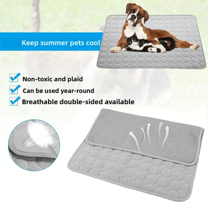 Pet Cooling Mat Cooling Ice Silk Mat for Dogs and Cats Anti-Bite Breathable Cooling Pad Ice Nest