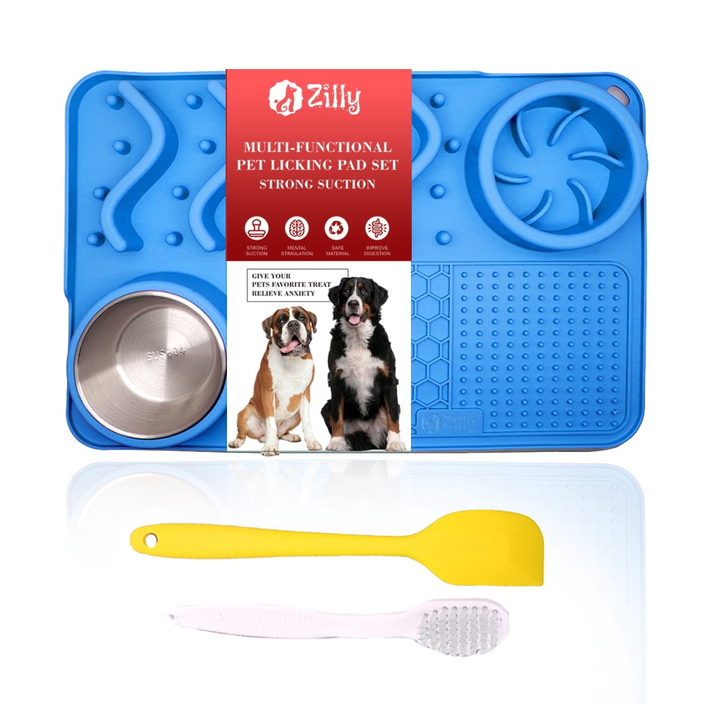 Blue Silicone Slow Feeder Dog Lick Mat - 100% Food Grade, 1 Pack