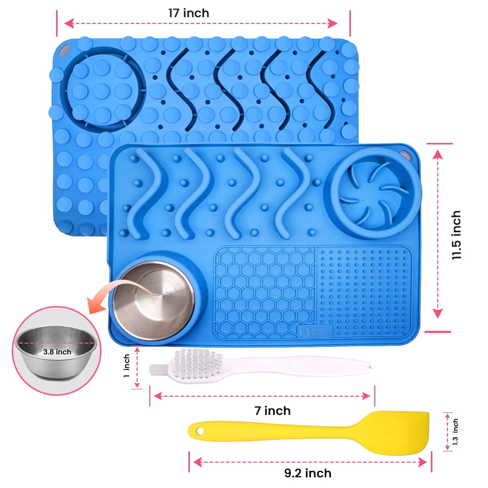 Blue Silicone Slow Feeder Dog Lick Mat - 100% Food Grade, 1 Pack