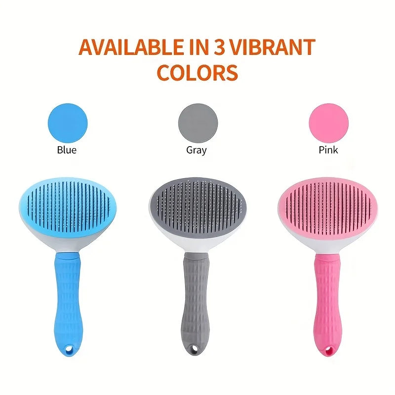 Self-Cleaning Pet Slicker Brush for Dogs & Cats – One-Click Hair Removal Grooming Comb