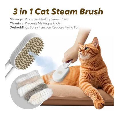Pet Steam Brush for Shedding with Anti-Static Technology & USB Rechargeable for Dogs Cats & Other Pets