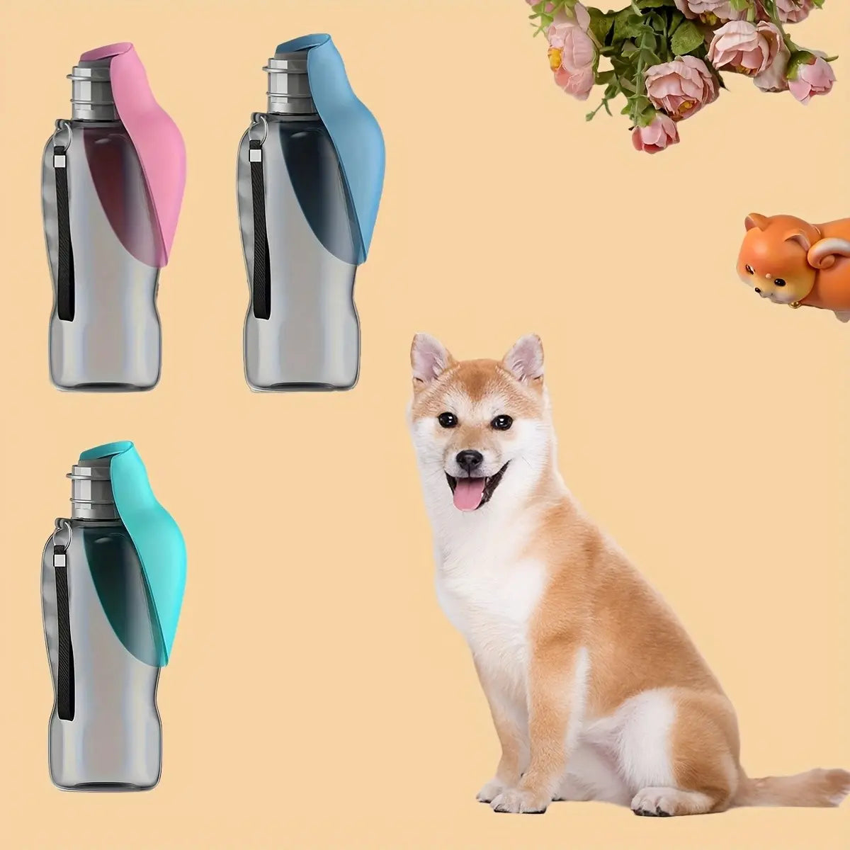 Pet Travel Water Cup, Flip Lid One-Click Release, Dual Leak Proof, 800Ml/27Oz Large Capacity, Single Hand Operation, Cat Dog Universal